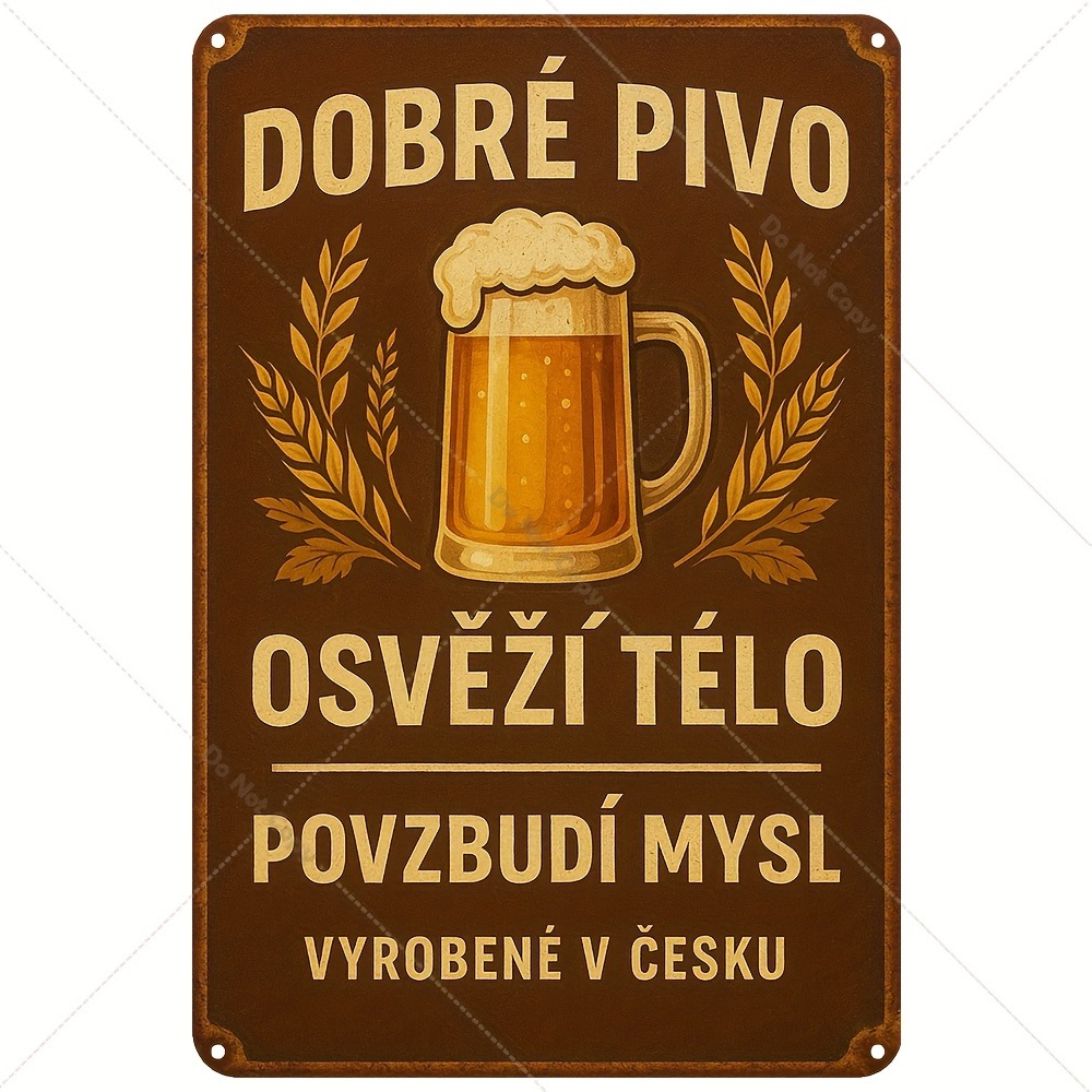 Vintage Fashion Plates - Vintage Czech Beer Metal Sign -