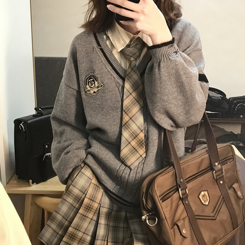 Vintage Fashion Style Female - Deeptown Vintage Preppy Women Knitted Sweater