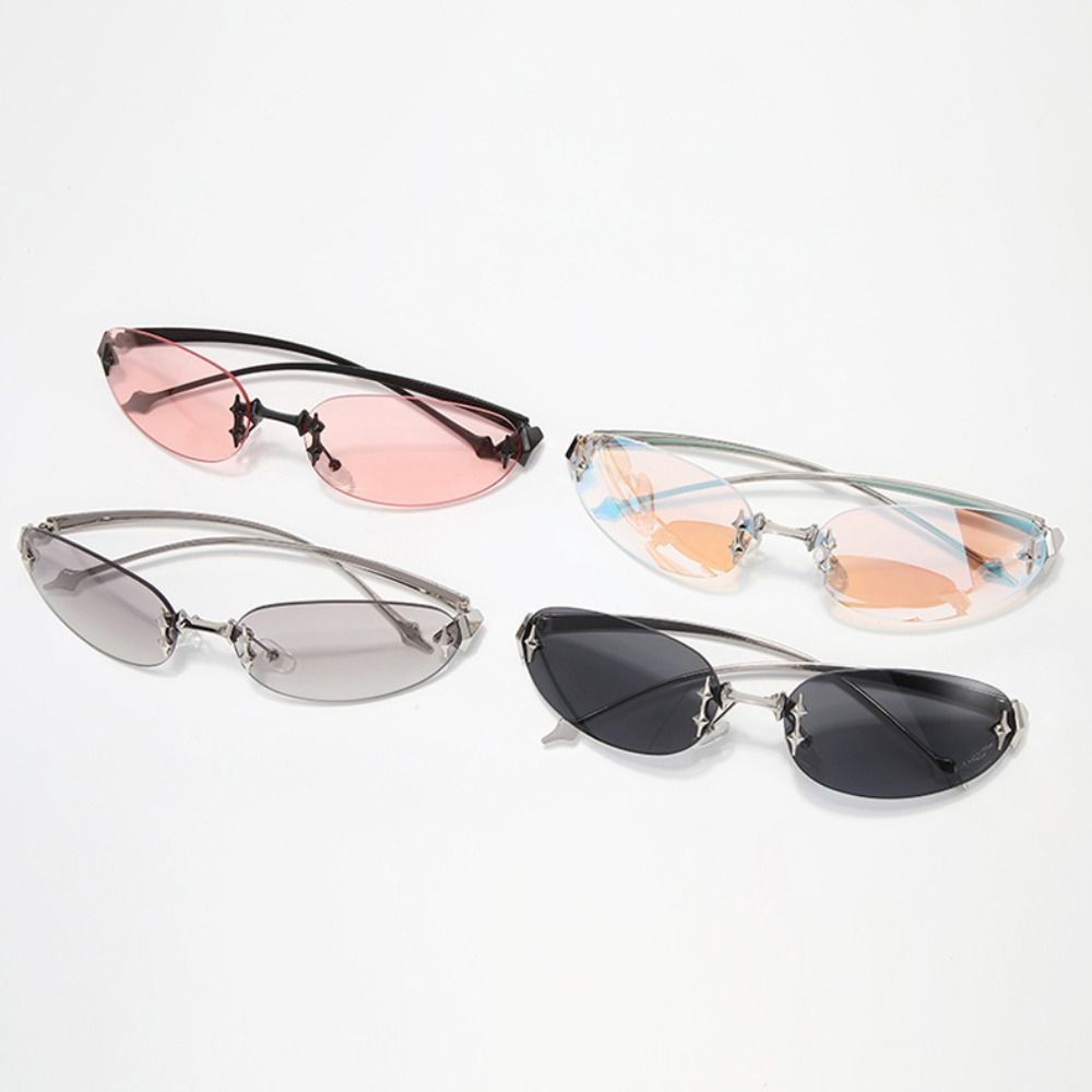 Y2K Style Frameless Sunglasses - Vintage Fashion Style Female avaliação e preço