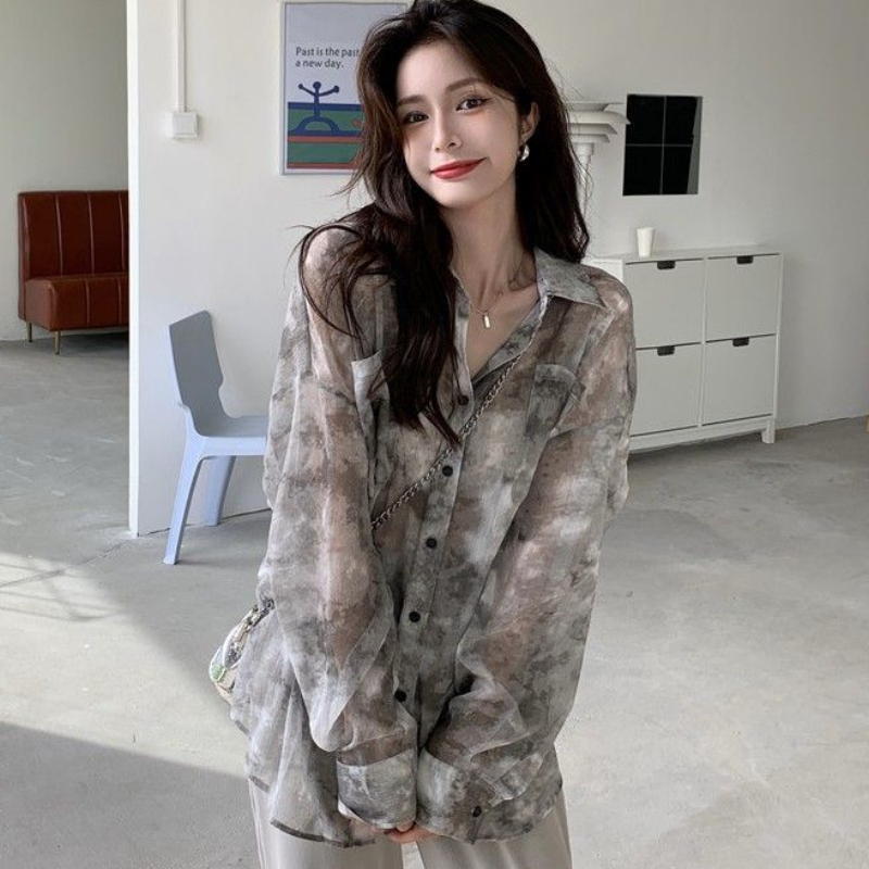Tie Dye Shirts Women Loose Sun - Vintage Fashion Style Female avaliação e preço