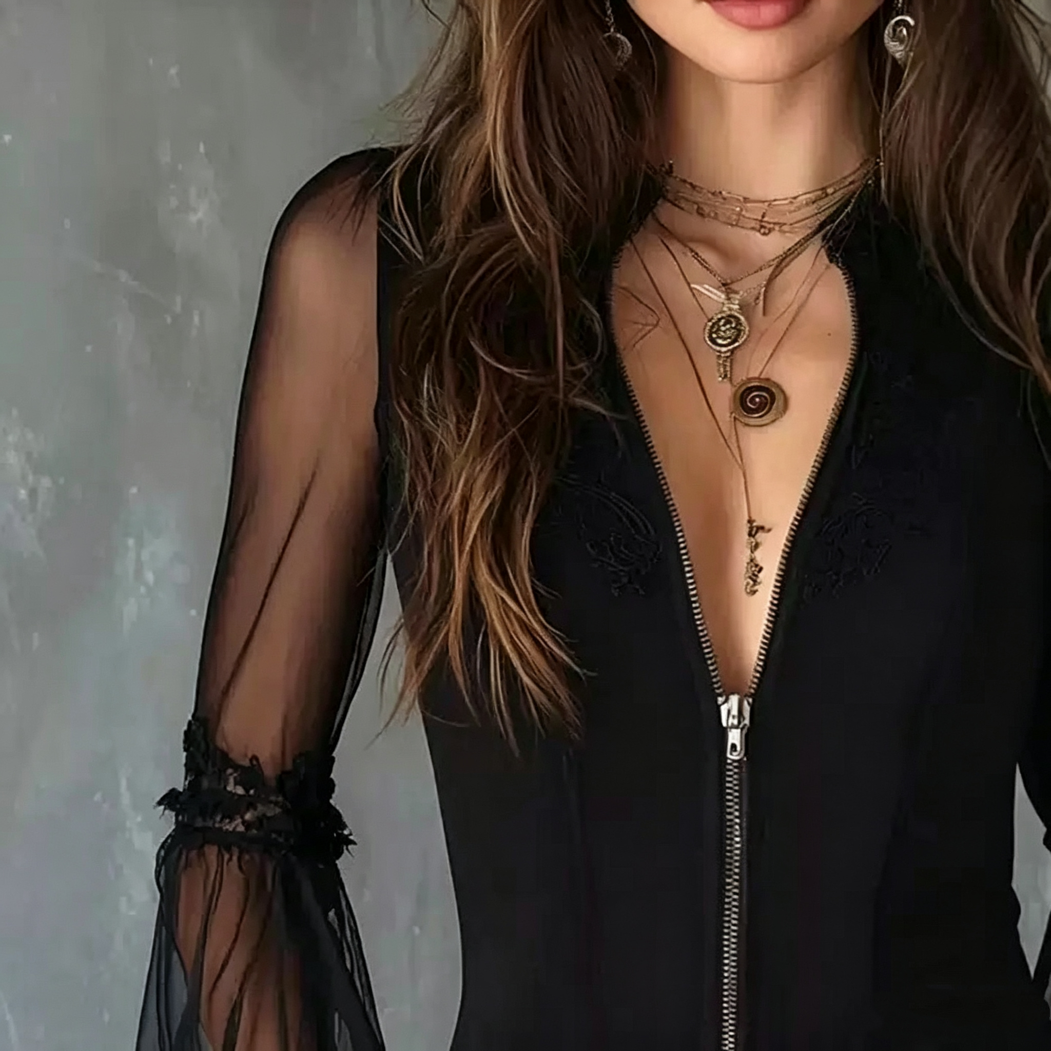 Ladies Black round Neck Long S - Vintage Fashion For Women avaliação e preço