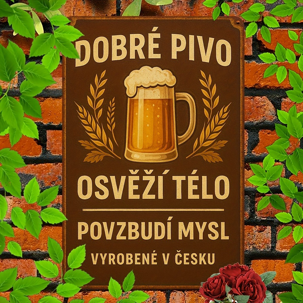 Vintage Czech Beer Metal Sign  - Vintage Fashion Plates avaliação e preço