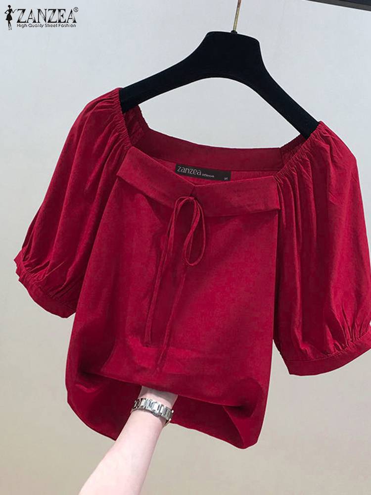 ZANZEA Korean Style Solid Blou - Vintage Fashion Style Female avaliação e preço