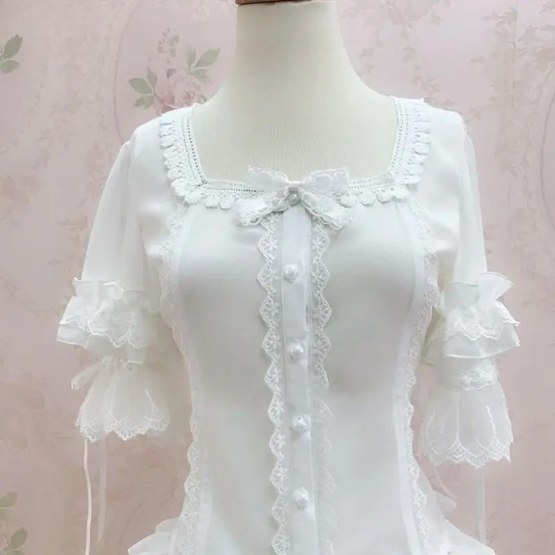 Vintage Y2K Lolita Style Blous - Vintage Fashion Style Female avaliação e preço