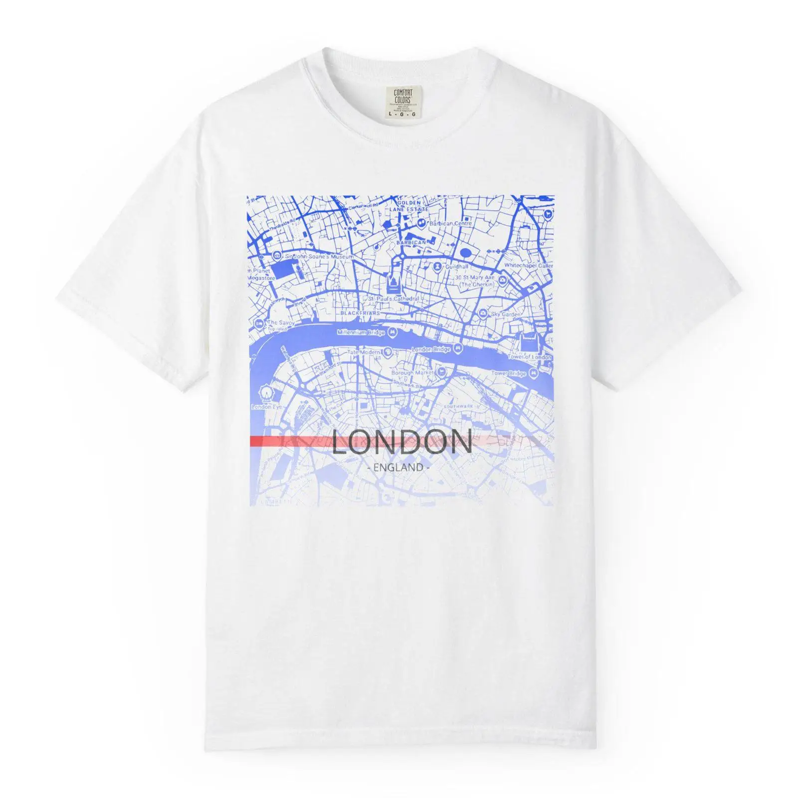 London Map T Shirt Garment Dye - Vintage Fashion London avaliação e preço