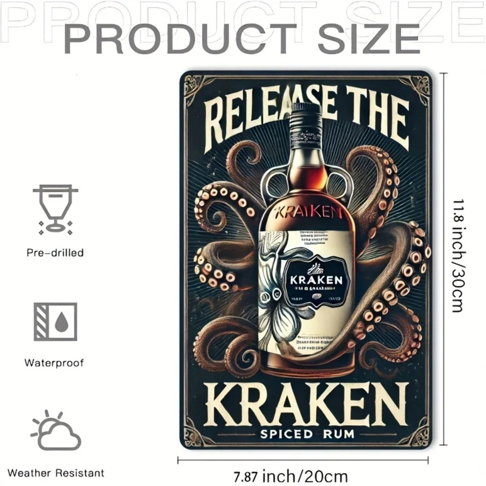 Vintage Kraken Spiced Rum Meta - Vintage Fashion Plates avaliação e preço