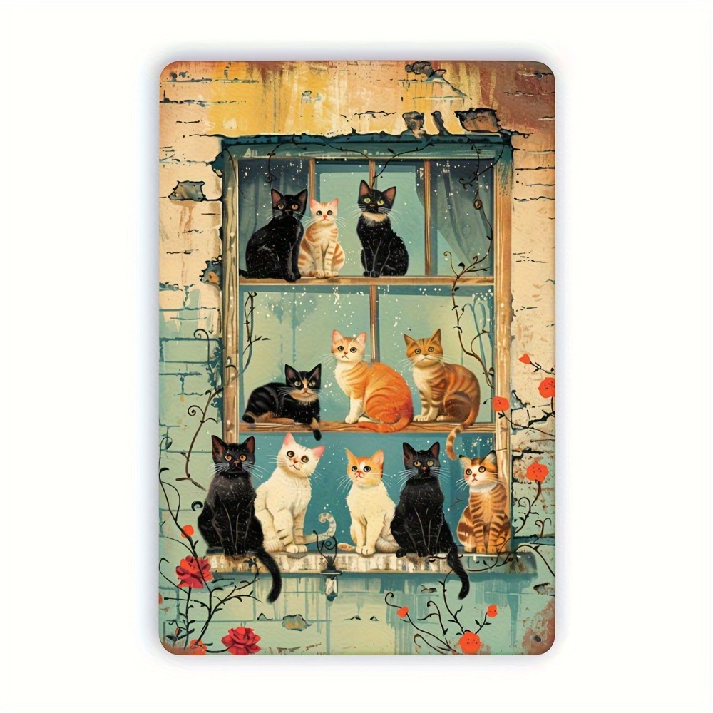 Vintage Cats Window Metal Sign - Vintage Fashion Plates avaliação e preço