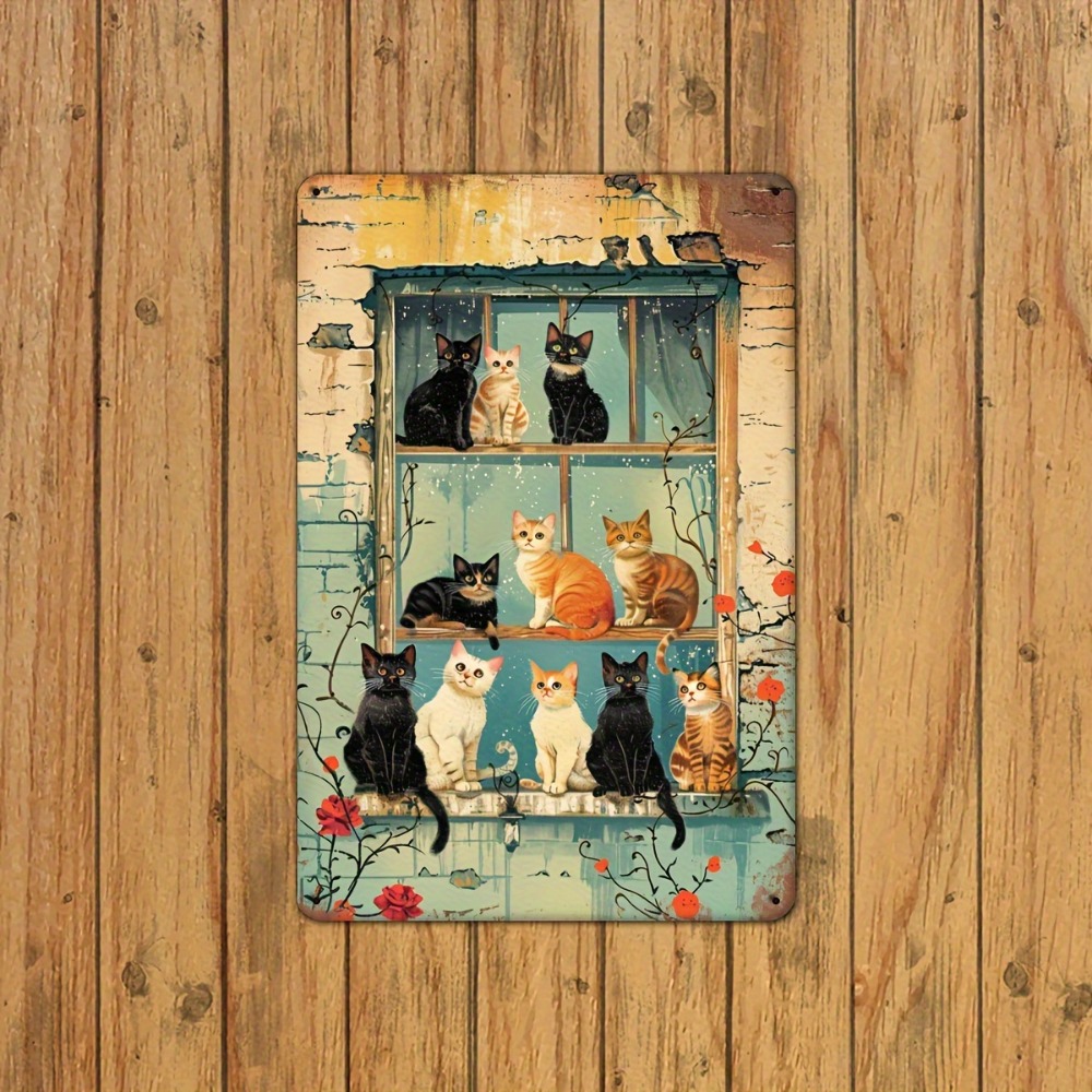 Vintage Cats Window Metal Sign - Vintage Fashion Plates avaliação e preço