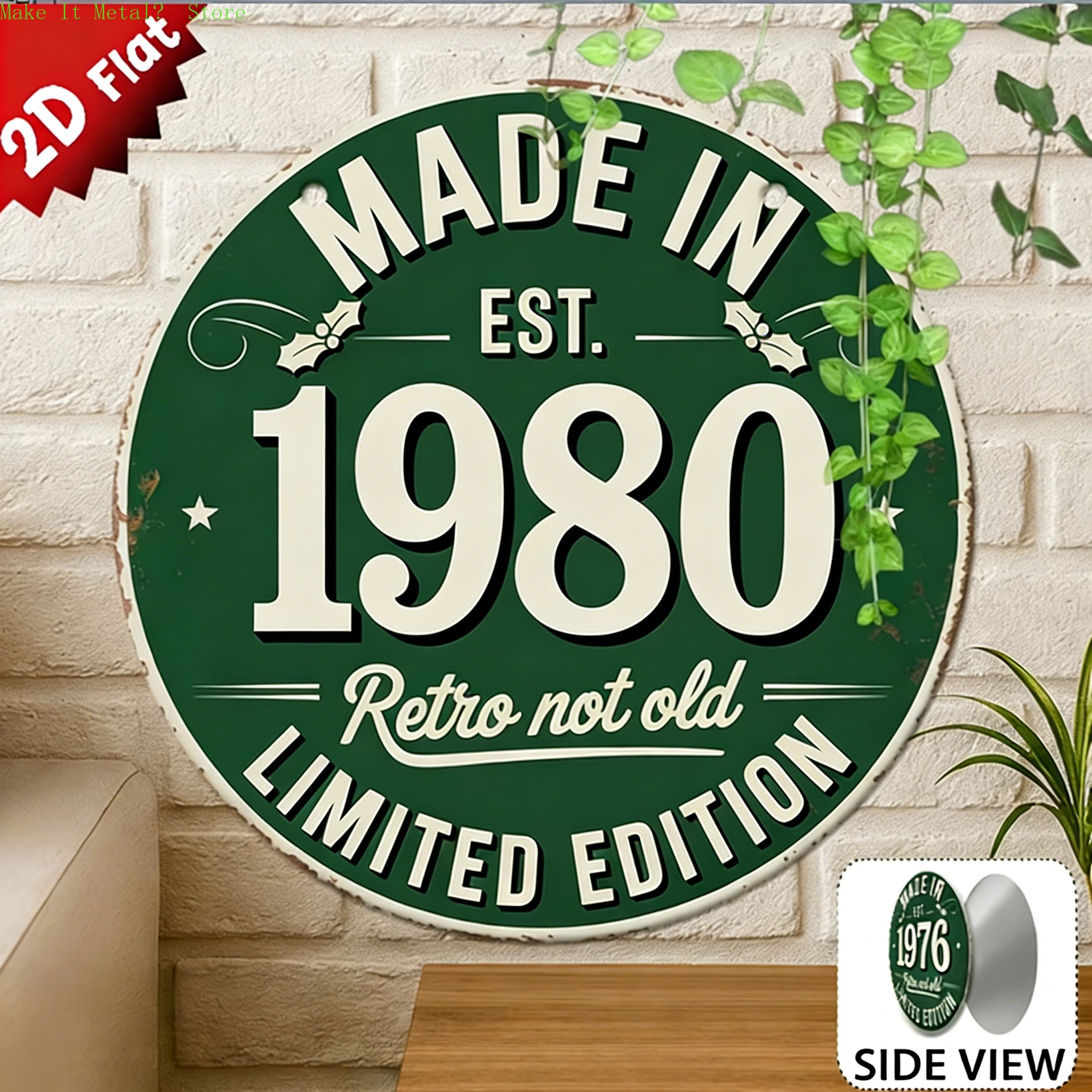 Made in 1976 Retro Not Old 2D  - Vintage Fashion Plates avaliação e preço